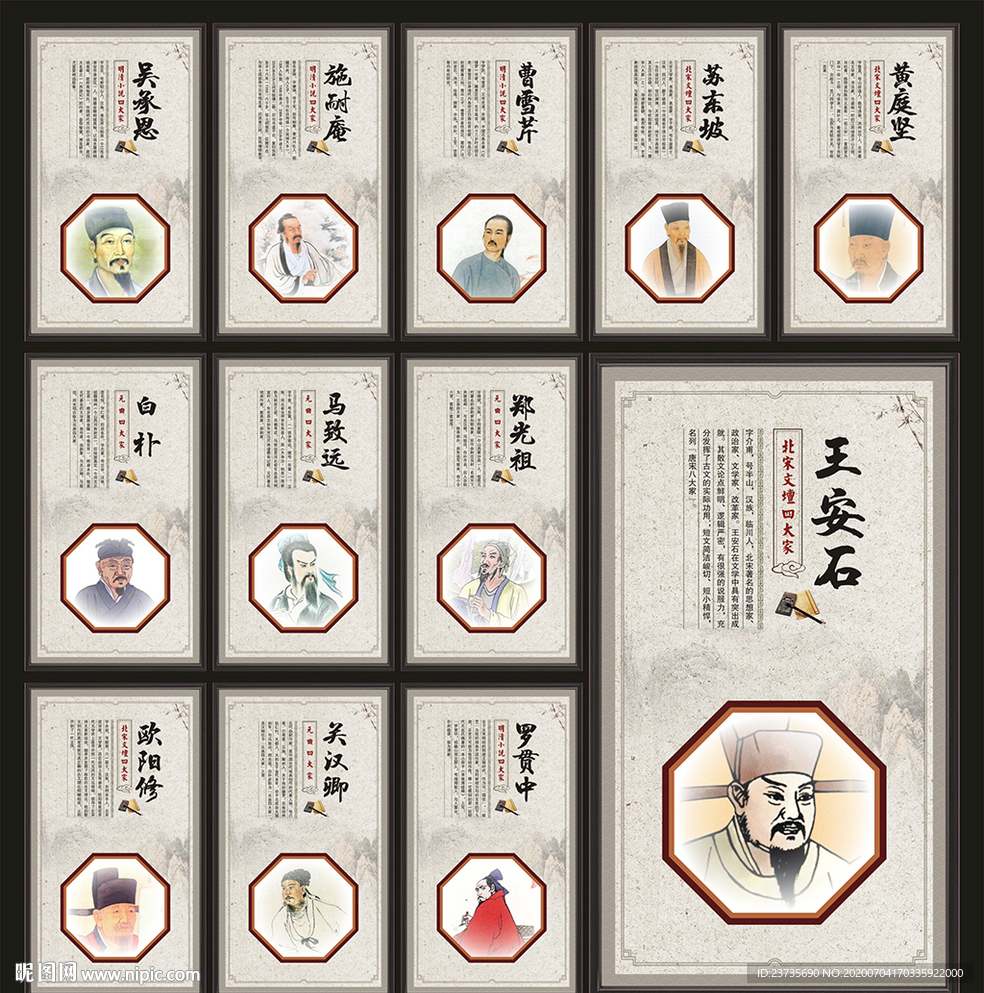 校园古代名人挂图
