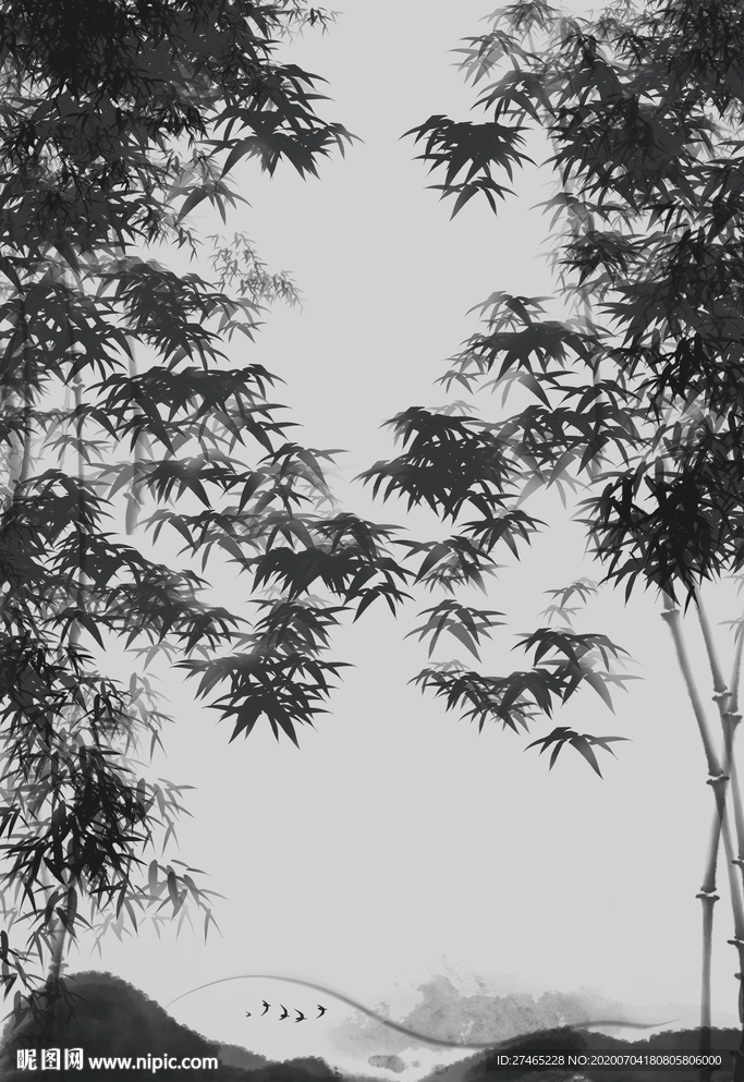 水墨画竹子风景海报