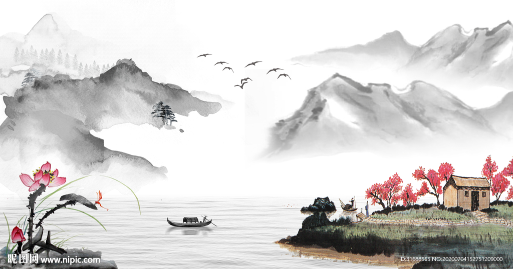 意境山水水墨画