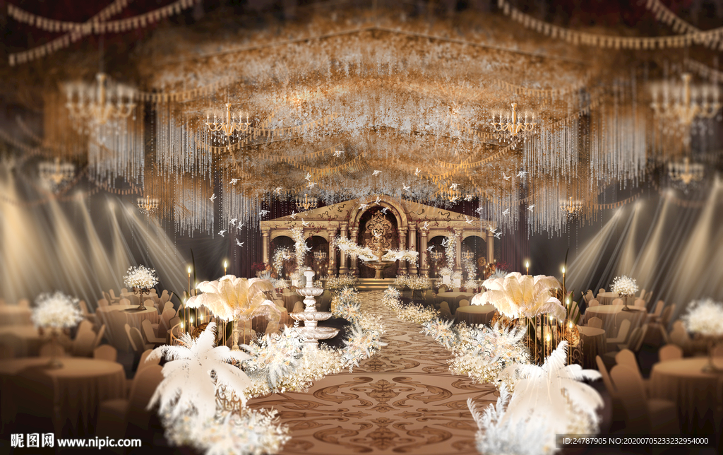 欧式宫廷香槟金婚礼效果图