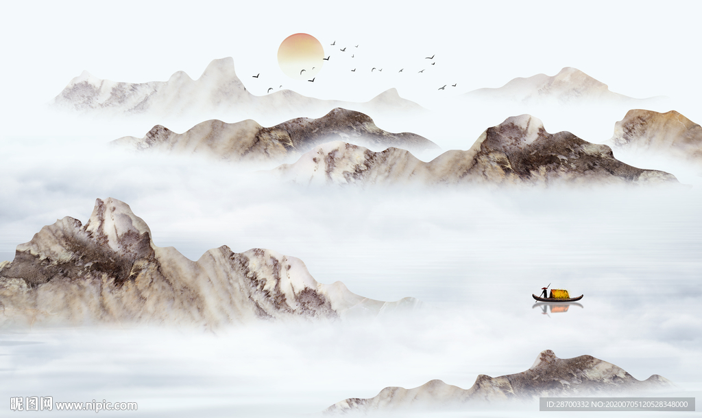 中式山水背景墙