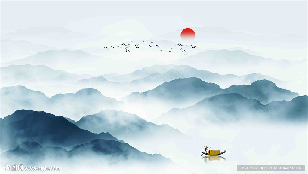 水墨山