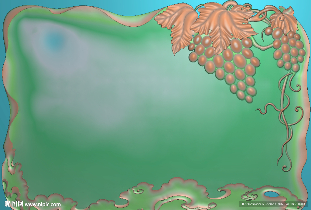 葡萄茶盘精雕图