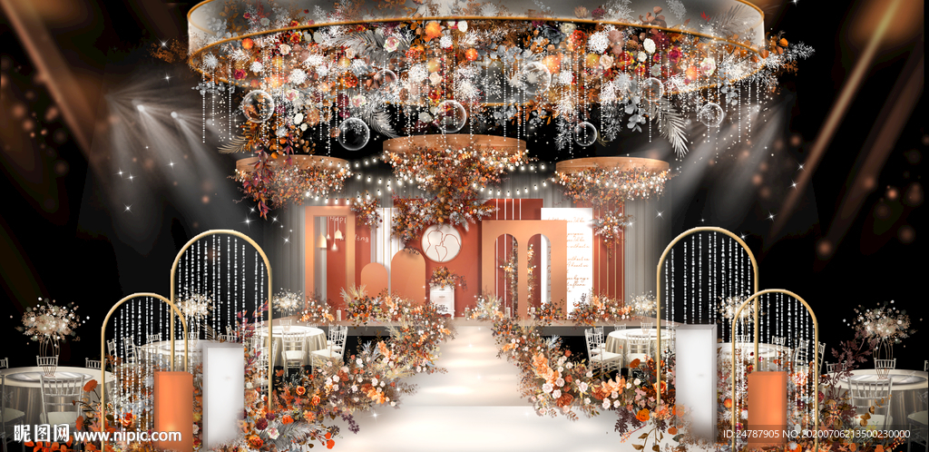 秋色ins香槟婚礼效果图