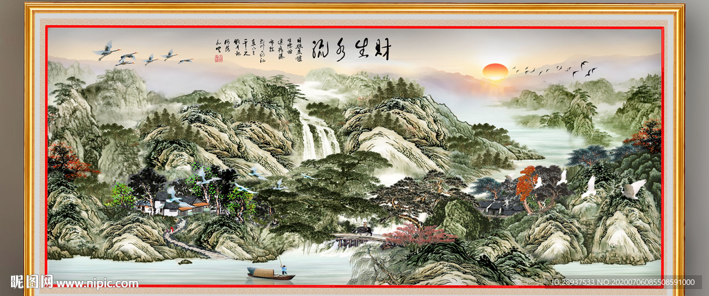 原创水墨山水装饰风景画