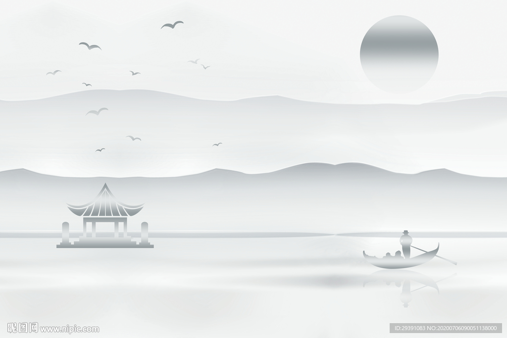 简约中式山水画