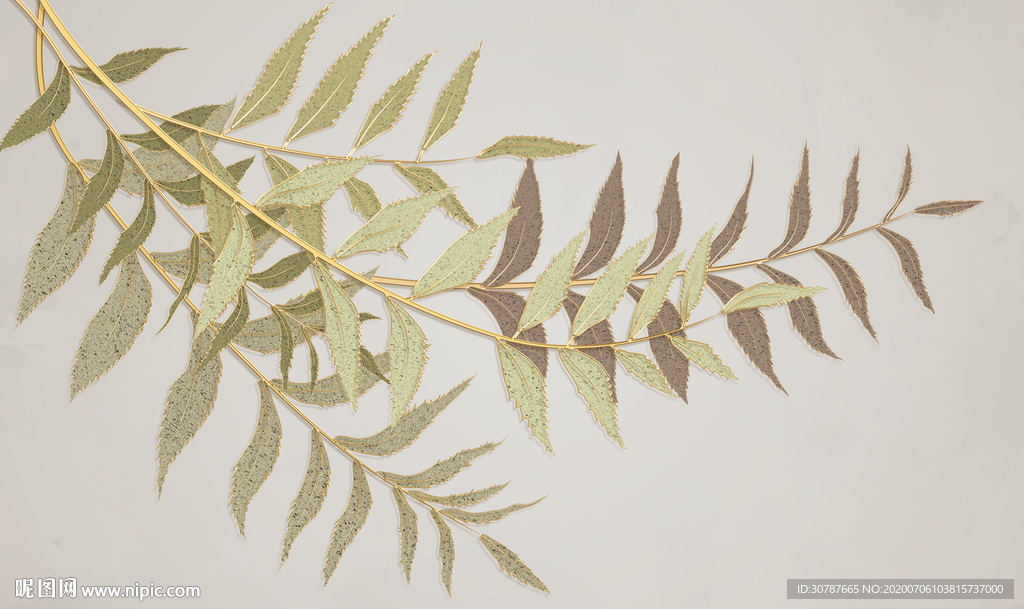 现代简约叶子背景墙