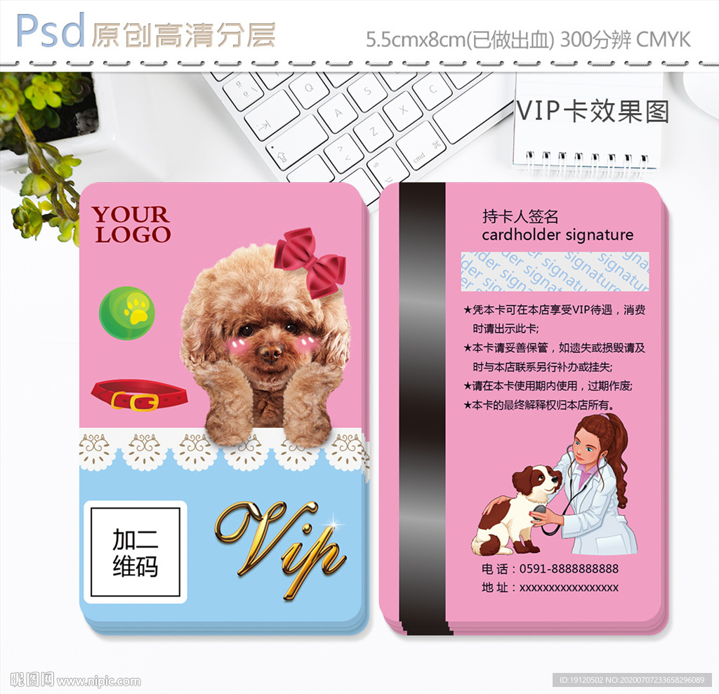 可爱小狗宠物店会员卡