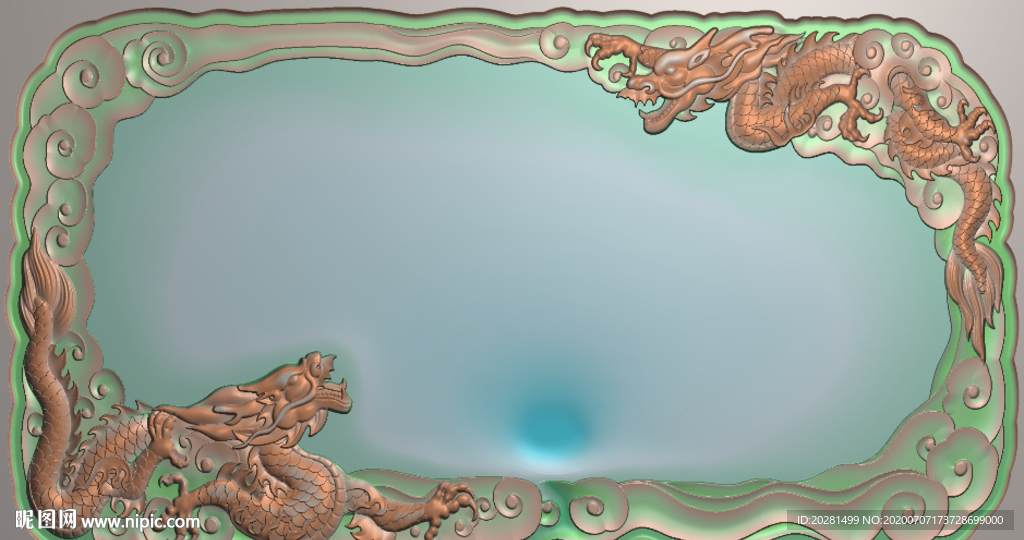 双龙茶盘精雕图