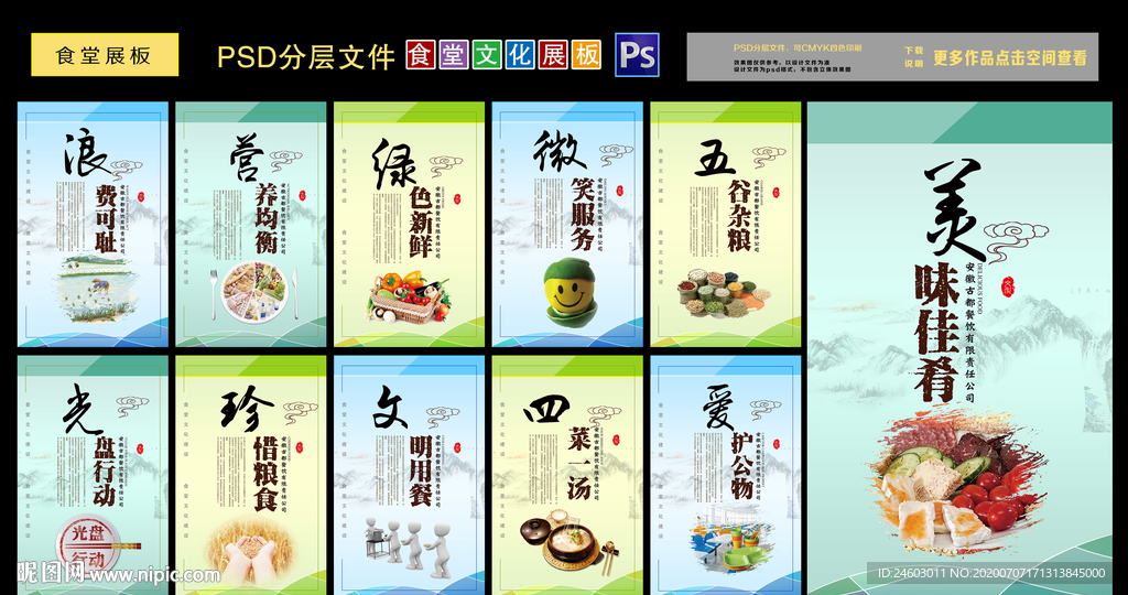 餐厅文化展板 食堂文化展板