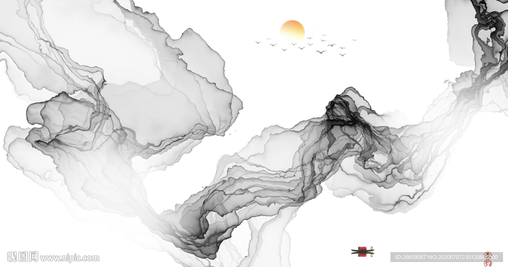 创意水墨 水墨背景 水墨单元图