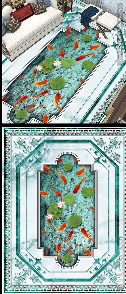 灰色大理石地拼花