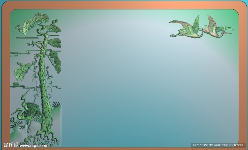 松鹤延年茶盘精雕图