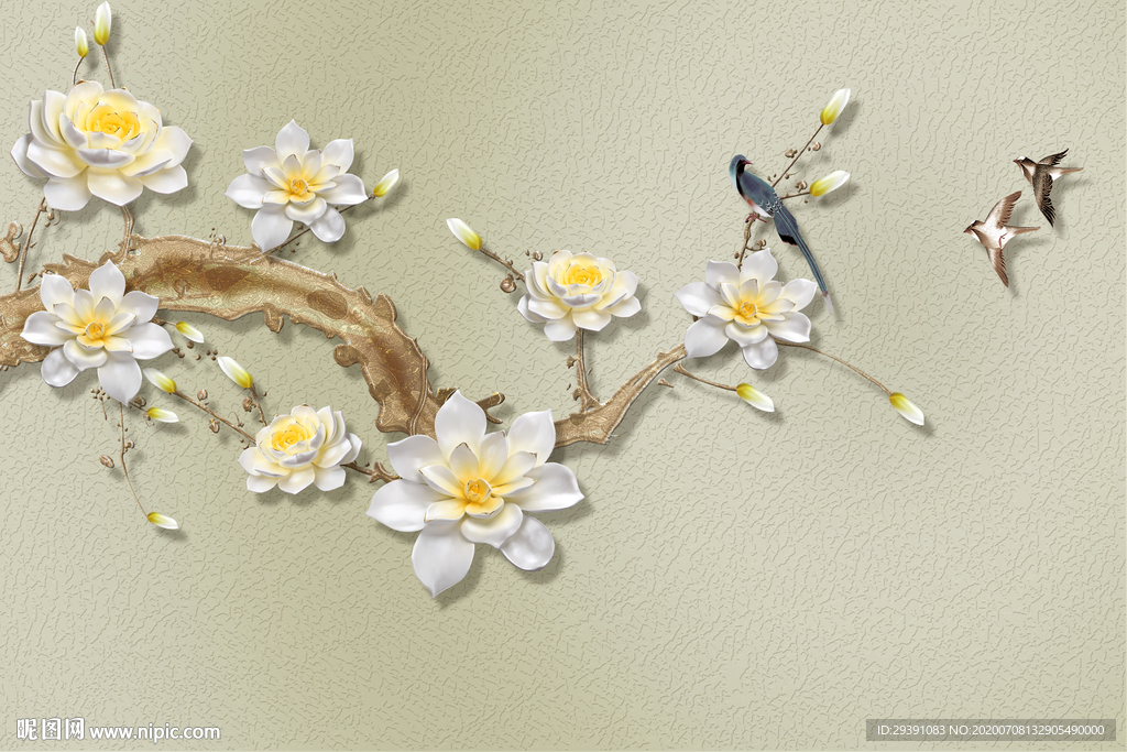 花鸟图 工笔玉兰 玉兰花朵图片