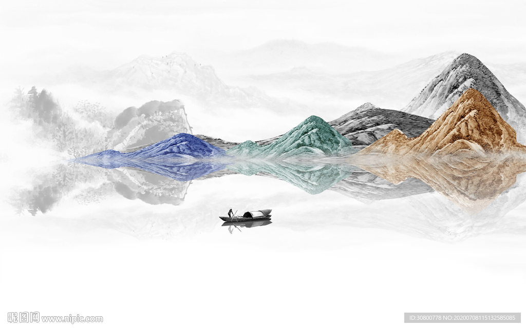 新中式山水背景