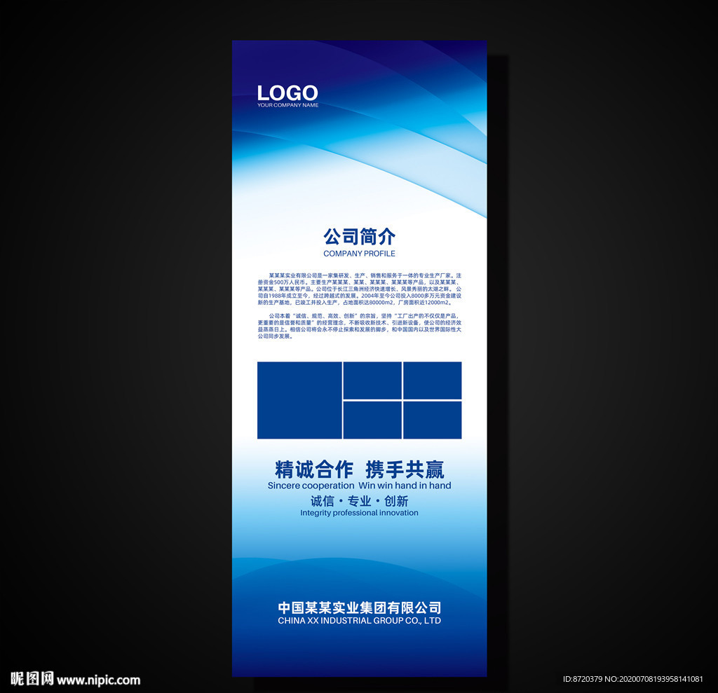 蓝色展架 企业展架 公司展架