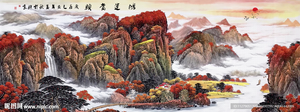 山水水墨画招财画国画