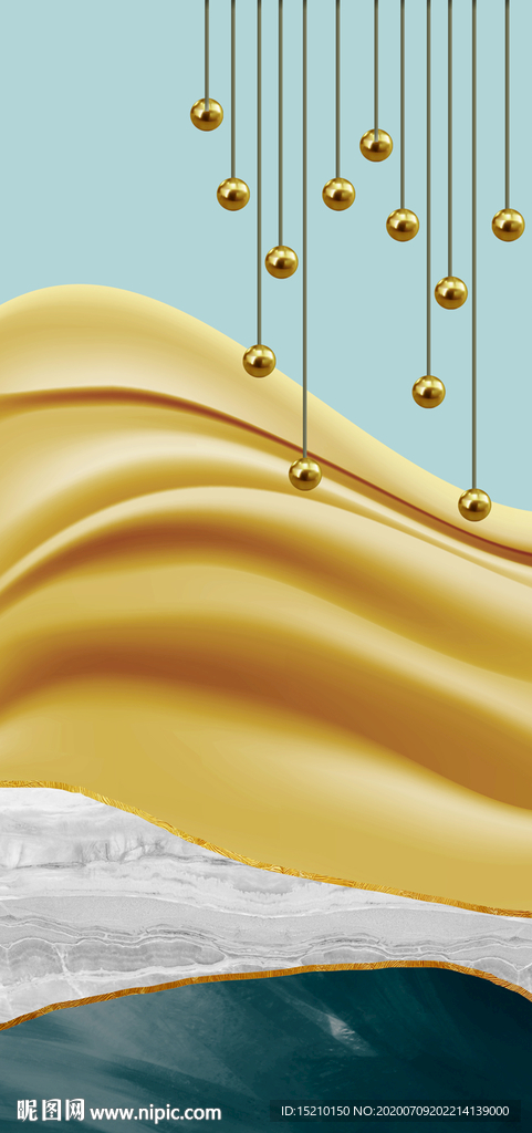 金色丝绸客厅装饰画