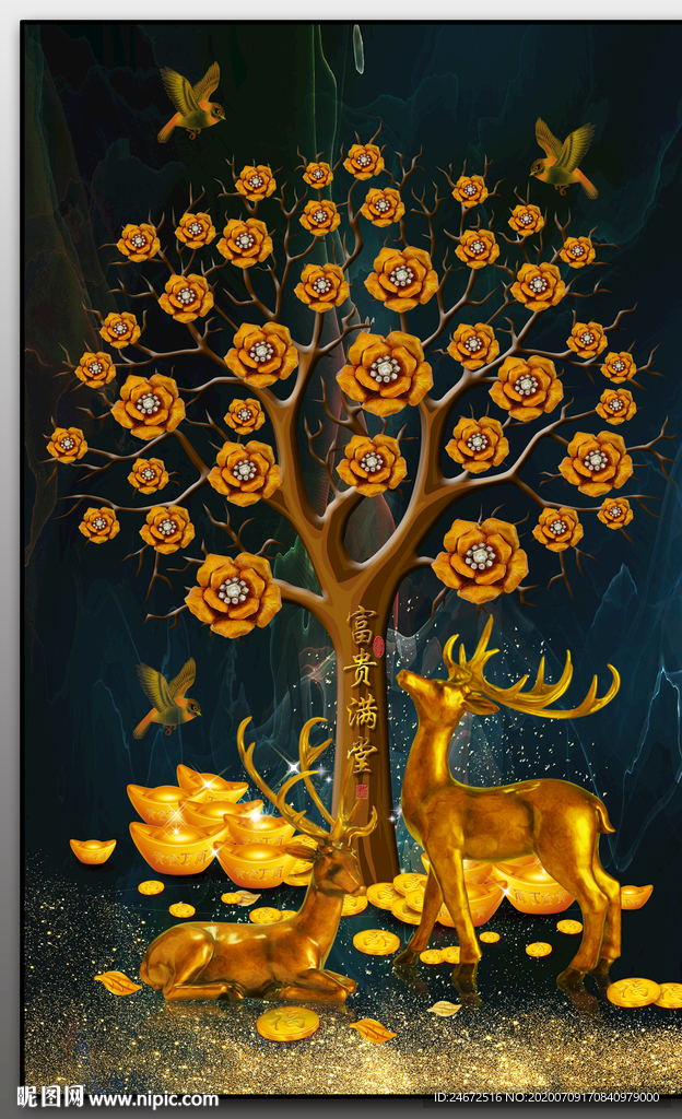 金树玄关装饰画