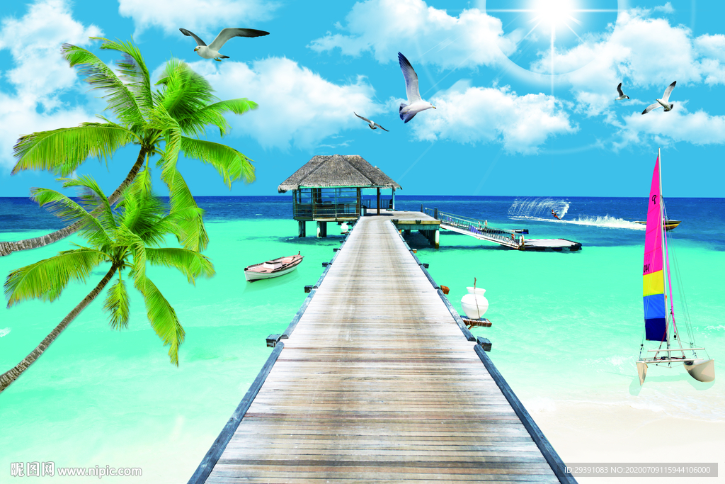 阳光沙滩海景图图片