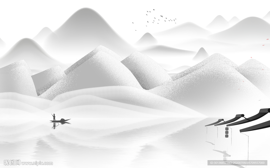 抽象中式简约山水 TIF分层