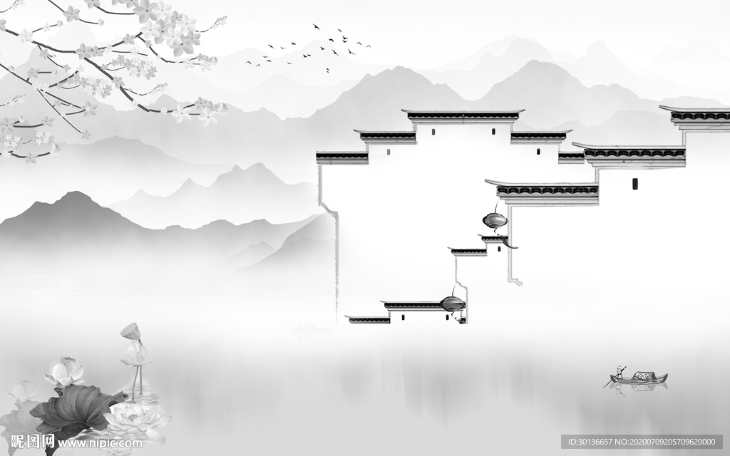 徽派中式山水 TIF分层