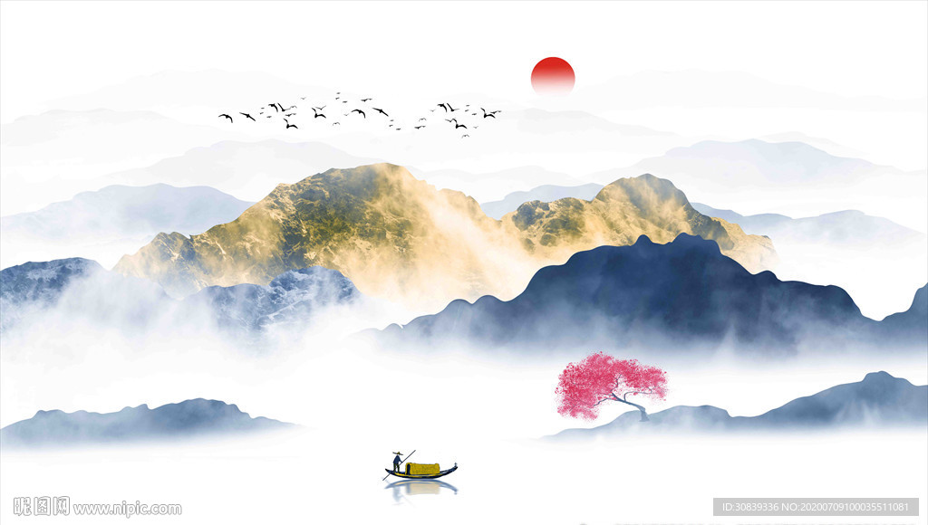 抽象水墨画山水画