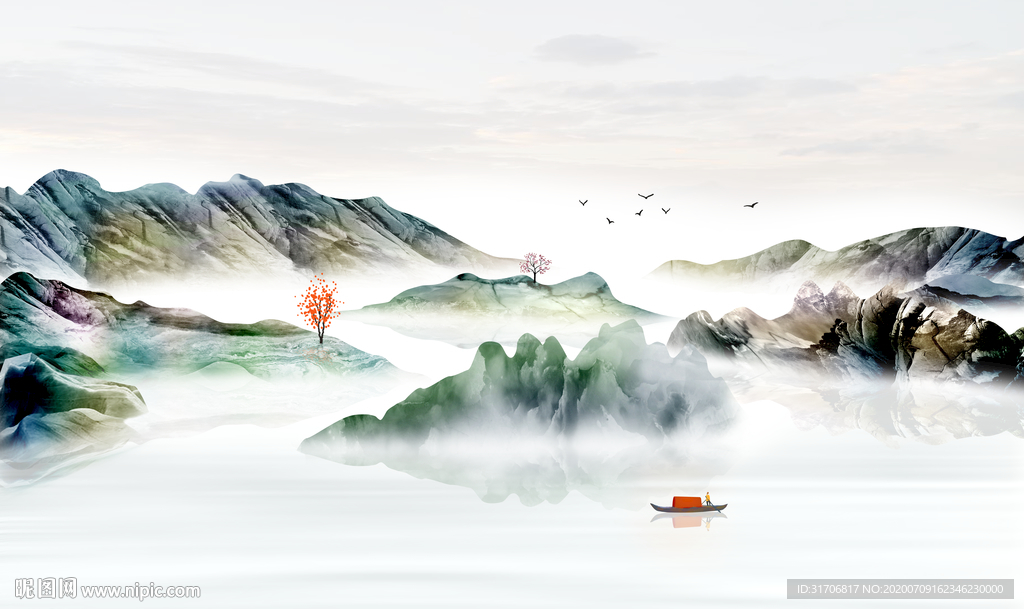 山水画电视背景墙