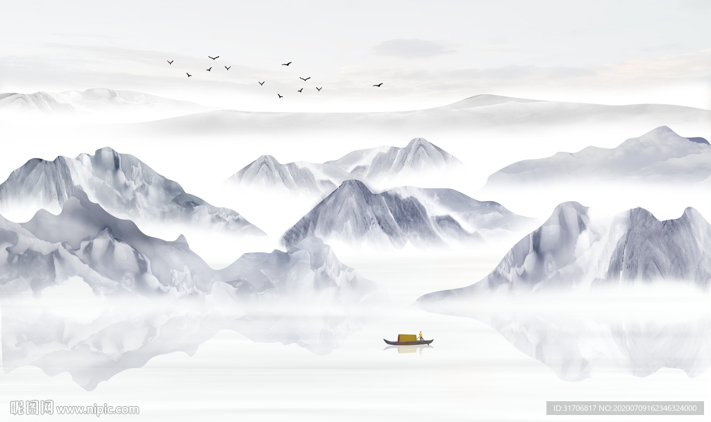 新中式水墨山水画