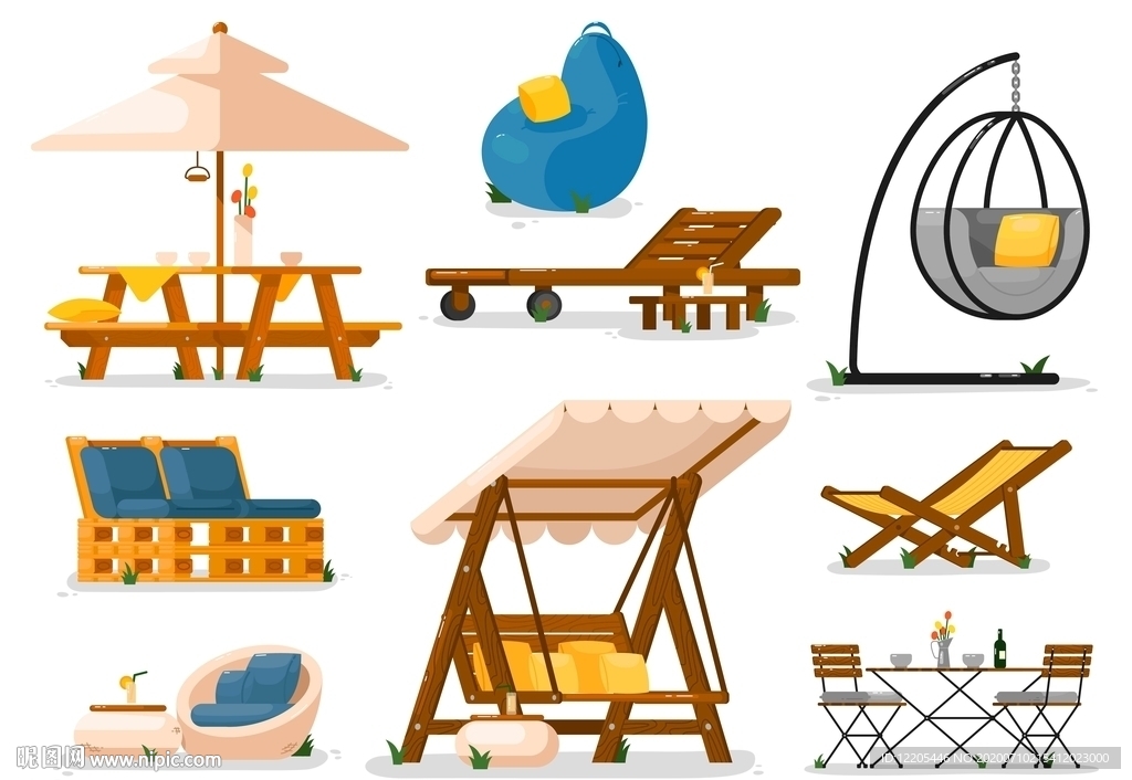 户外家具矢量素材