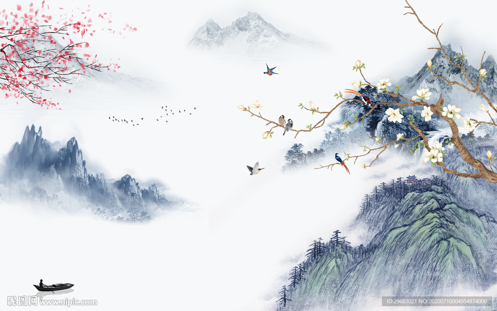 国画超高端山水画 tif分层