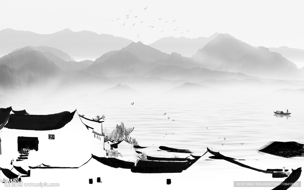 江南中式简约山水 TIF分层