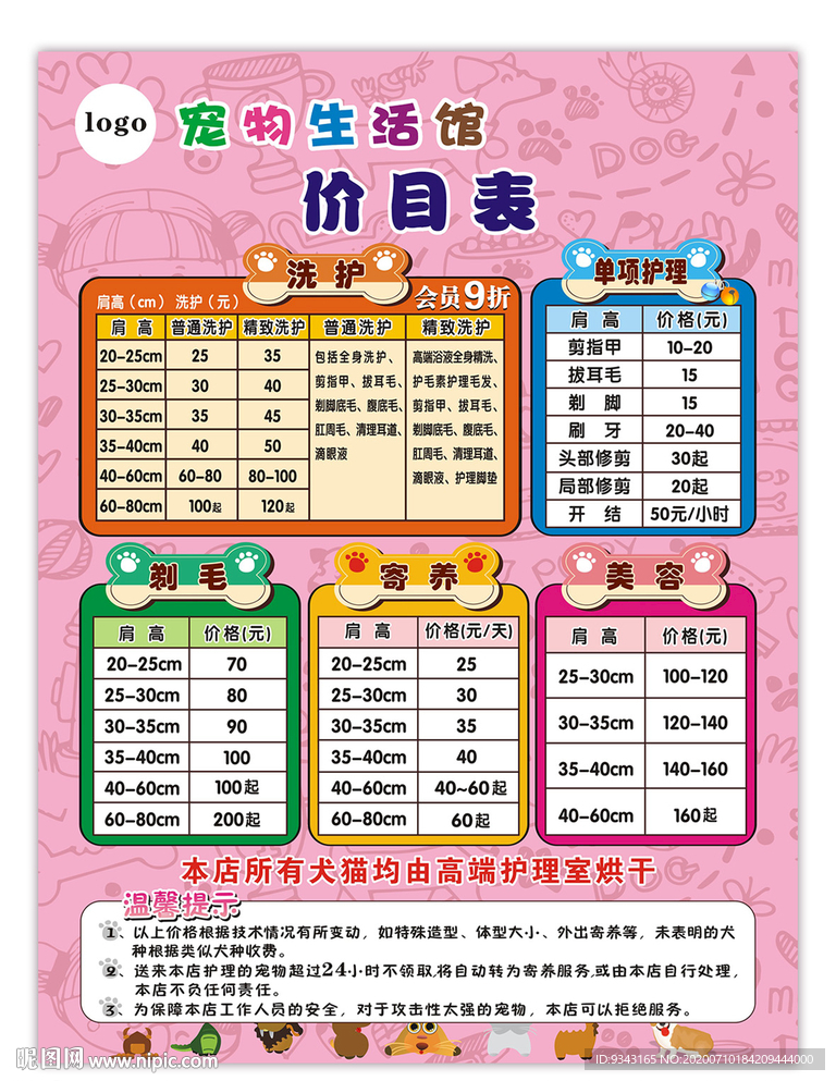 宠物店价格表