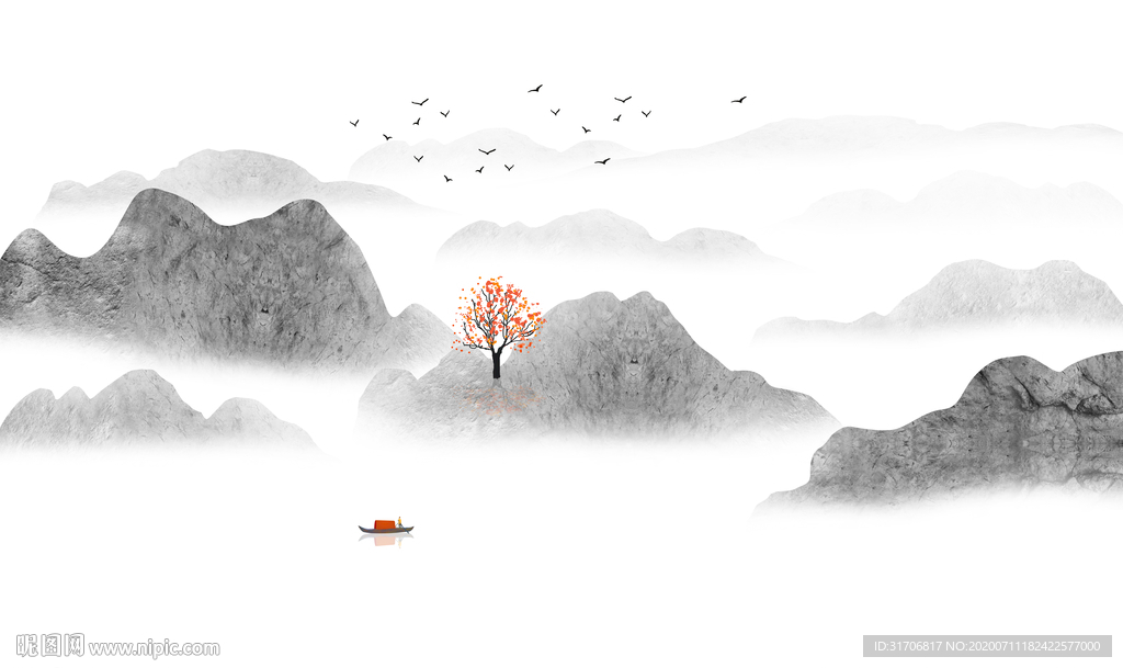 意境水墨山水画