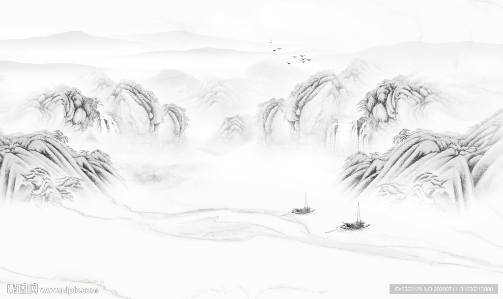 国画山水电视背景墙