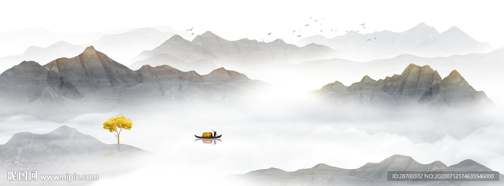 意境水墨山水画