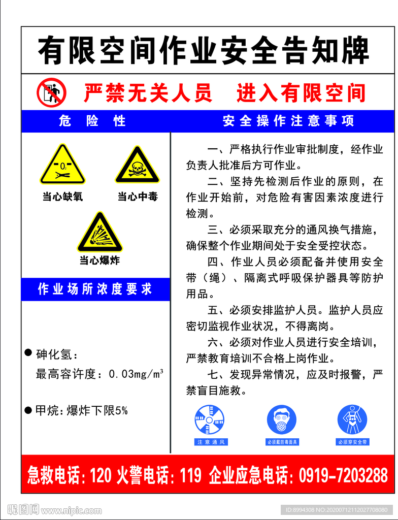 有限空间作业安全告知牌