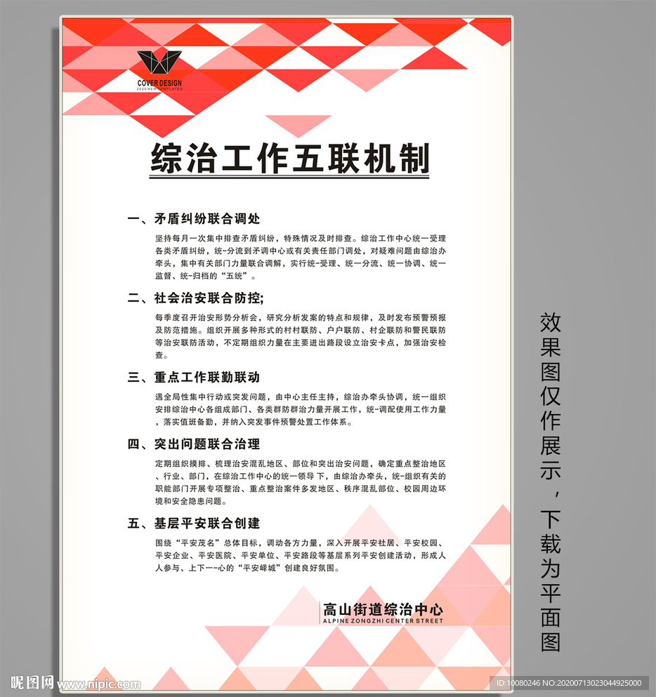 制度模板 五联机制  红色 喜