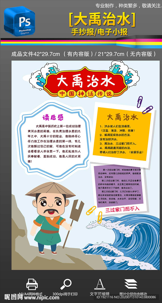 大禹治水读书小报手抄报