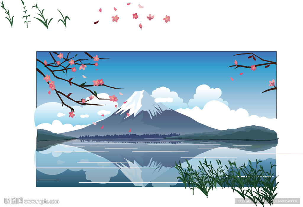 日本富士山矢量插画