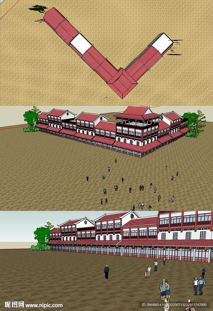 仿古一条街SU模型