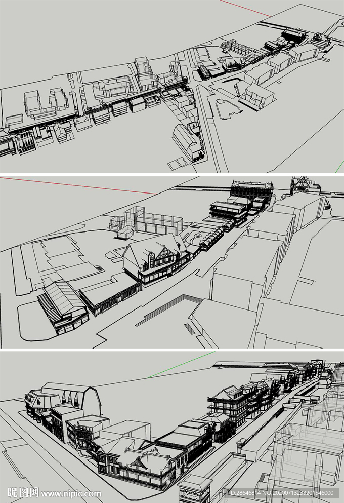 红石路平地形总模SU模型