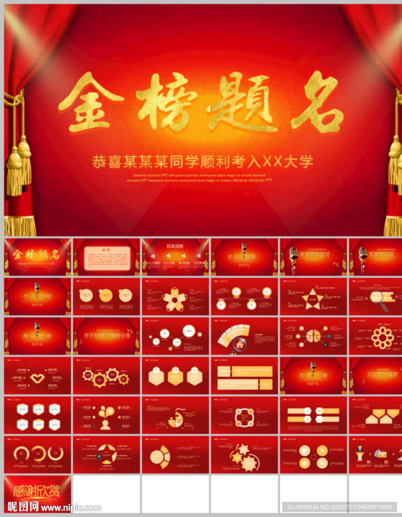 升学宴谢师宴金榜题名相册PPT