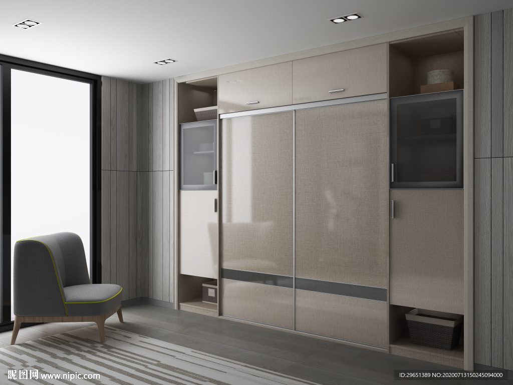 现代书柜效果图