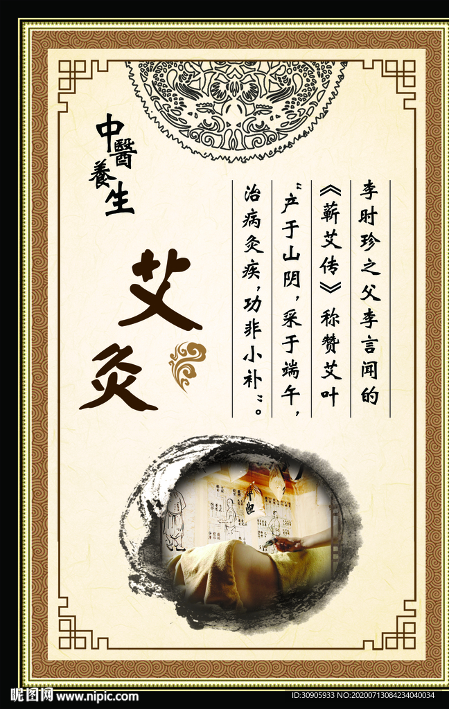 艾灸墙画海报