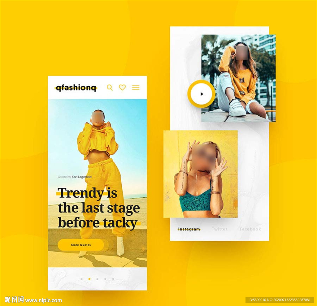 黄色时尚app创意网站ui设计
