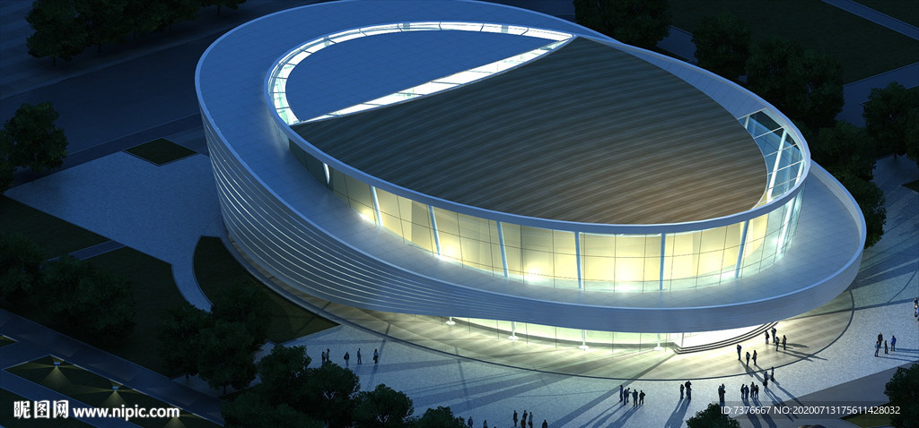 体育馆夜景 曲线