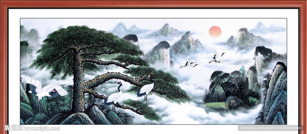 迎客松 山水国画