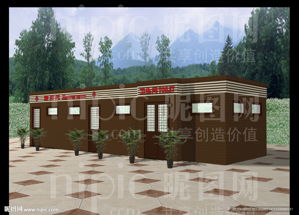公共卫生间淋浴间效果图