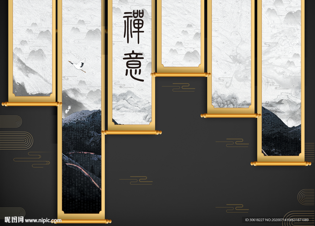 新中式装饰画背景墙